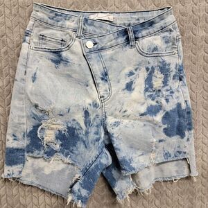By Egreis Womens Distressed Blue Jean Shorts Size Small 26W Acid Wash Boho Soho‎